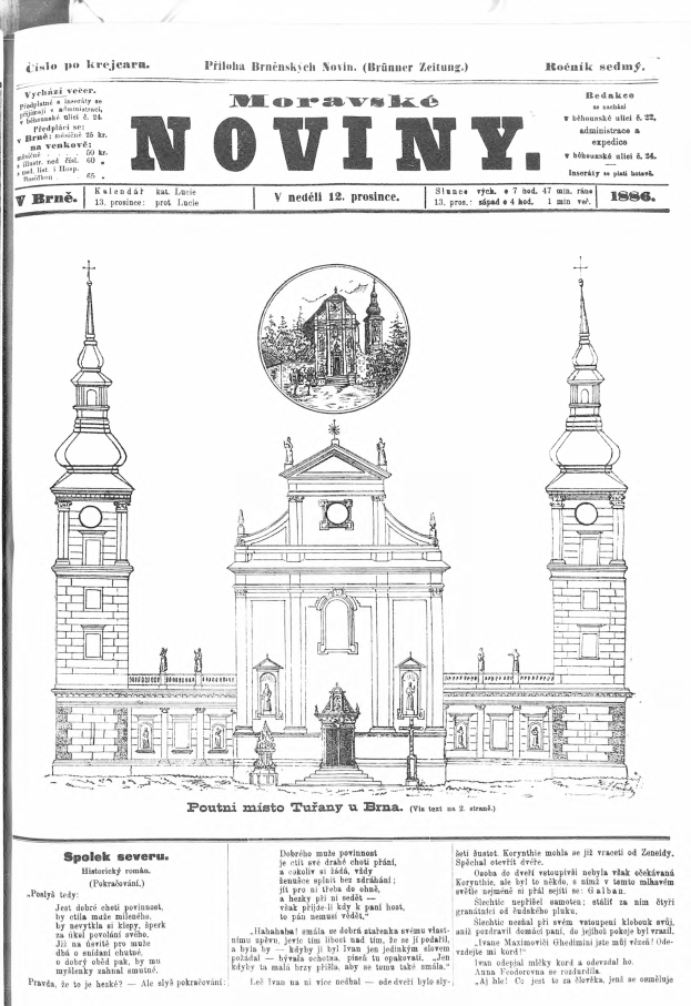 Ein altes Buch mit einer detaillierten Zeichnung einer Kirche mit hohen Türmen und komplexer Architektur, begleitet von Texten über seine Geschichte und Bedeutung.