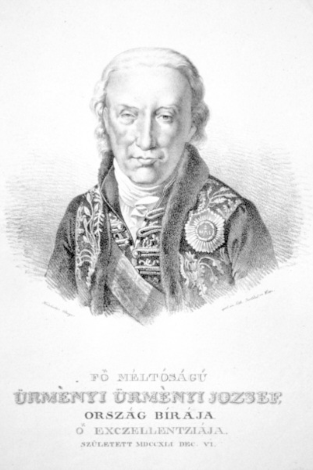 Eine Schwarz-Weiß-Zeichnung eines Mannes in Militäruniform, identifiziert als Jürgen Jözser, der auf einem Blatt Papier steht, das wahrscheinlich seine Lebensgeschichte und Leistungen beschreibt.