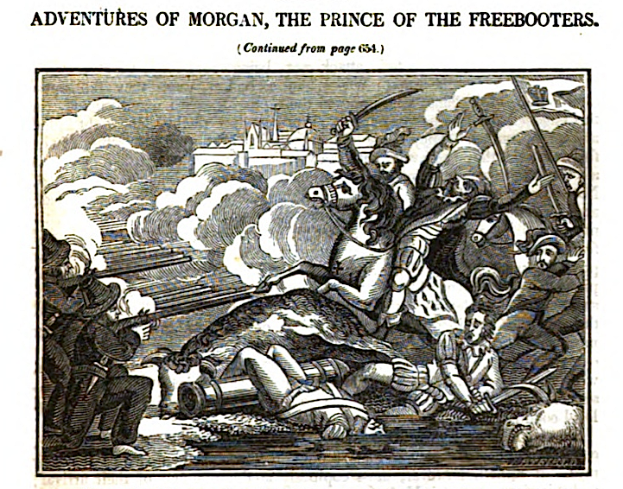 Ein Plakat, das eine Gruppe von Menschen zeigt, einige bewaffnet, mit einem bewölkten Himmel als Hintergrund und Text oben und unten.