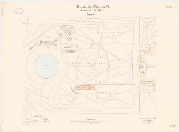 Ein detaillierter Stadtplan von Berlin, Deutschland, mit der Universität Münster in der Mitte, der ihre Gebäude, Straßen und Annehmlichkeiten hervorhebt.