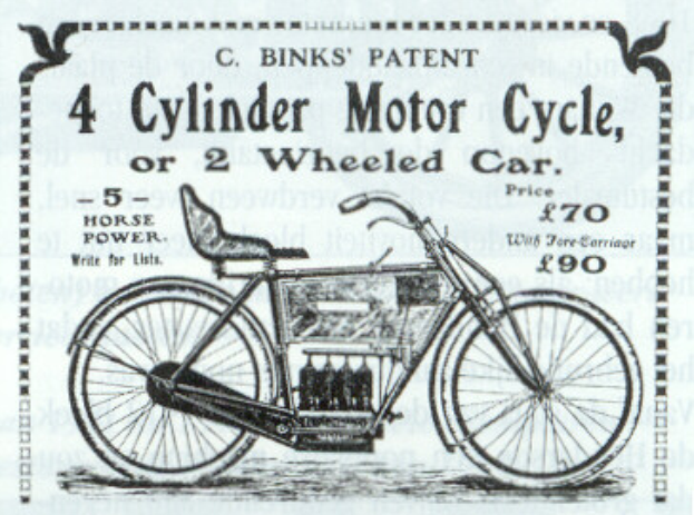 Eine Anzeige mit einem vierrädrigen Fahrrad mit einem hinteren Korb, zentral positioniert, neben Text.